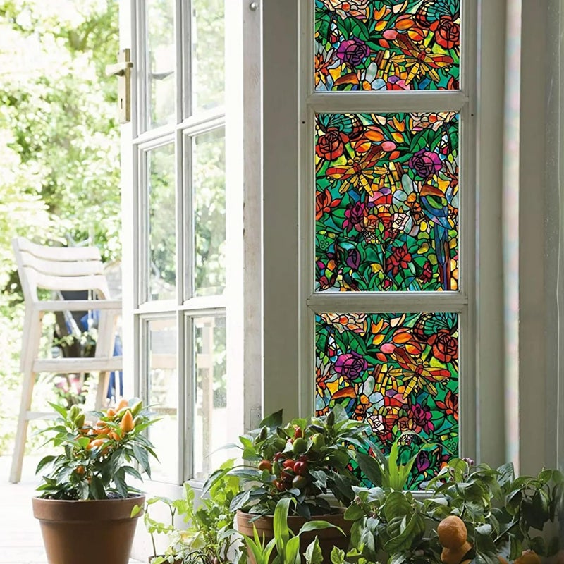 d-c-fix 346-0647 -2PKA Self-Adhesive Privacy Glass Window Film, Spring Chapel/Tulia, 17" x 78" Roll, 2-Pack with Applicator - Image 1